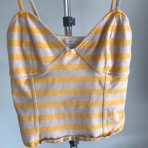Urban Outfitters yellow and cream crop top